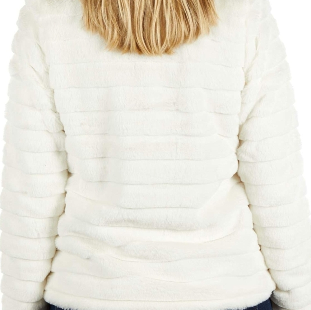 KATYDID | Cream Faux Rabbit Fur Jacket with Pockets Sz M NWT - Picture 10 of 10